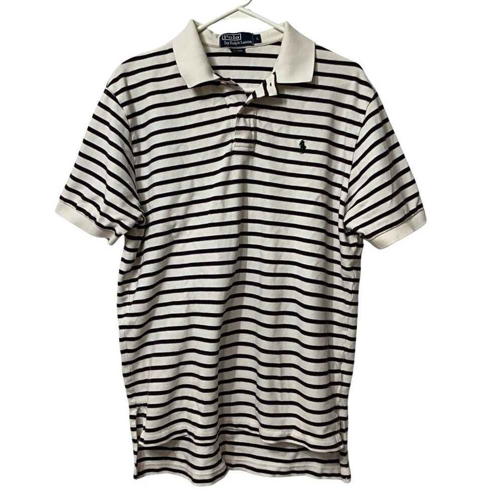 Polo Ralph Lauren Men’s Vintage VTG 80s Classic Fit White Navy Shirt Large